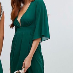 Forest Green Midi Wrap Dress